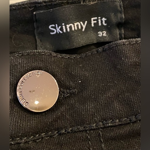 men's Ripped Skinny Stretch Jeans, Black - size 32 - Picture 4 of 7